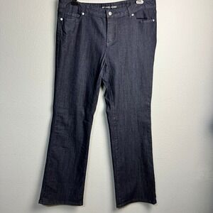Michael Kors Embellished Bootcut Jeans Dark Wash Denim Rhinestone MK Logo Sz 16W